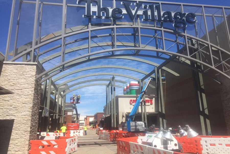Curved Steel Canopy at "The Village at Medford Center" in Medford, Oregon